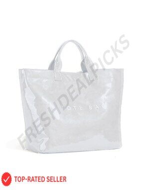 Clear PVC Tote Bag with Letters Print Women's Large Handbag Shoulder Shopping